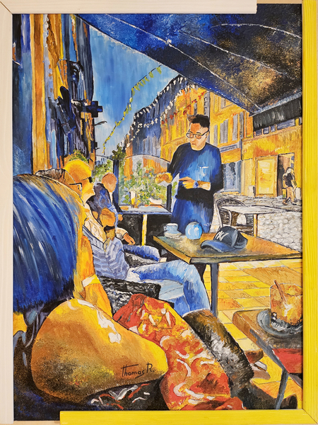 entre amis sur une terasse de café