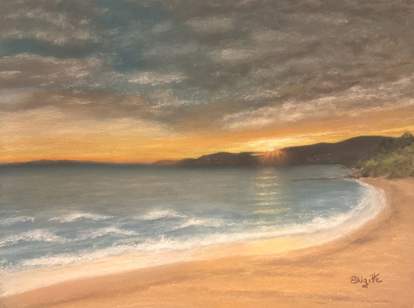 Soleil couchant sur la plage de Gigaro