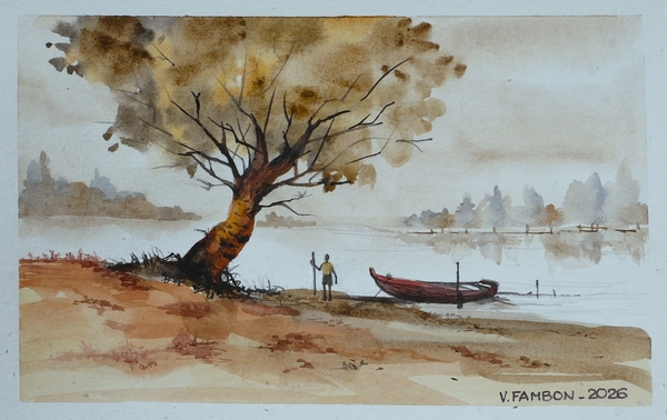 Paysage à la barque