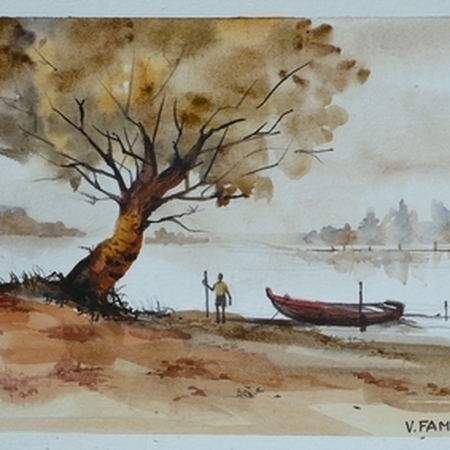 Paysage à la barque
