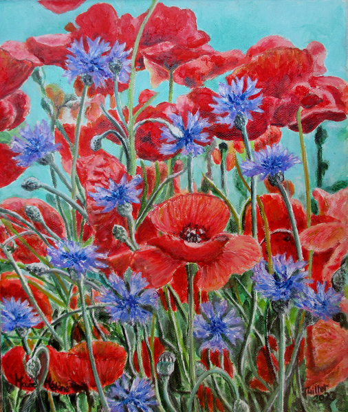 Bleuets et coquelicots