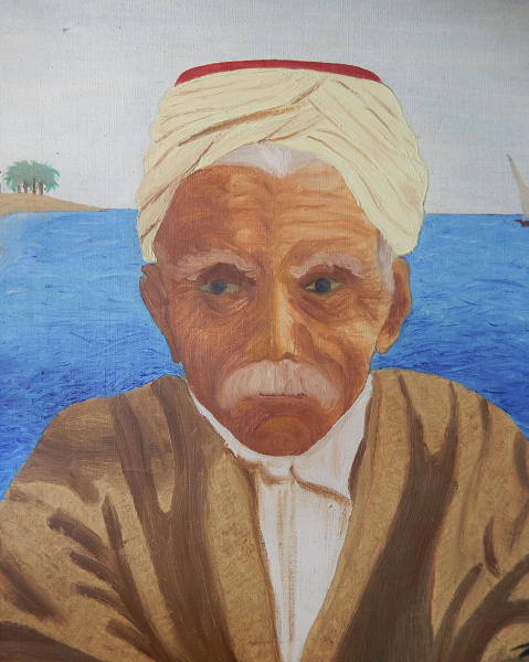 Vieux pêcheur à Djerba-1972) huile-MiVi11