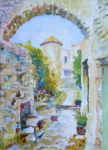 VISTE 0 VAISON LA ROMAINE - Aquarelle 24 x 38