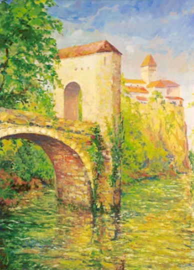 SAUVETERRE DE BEARN 6 Gouache sur carton 30 x 50
