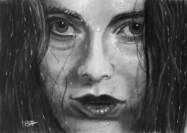 Regard mouillé - Fusain