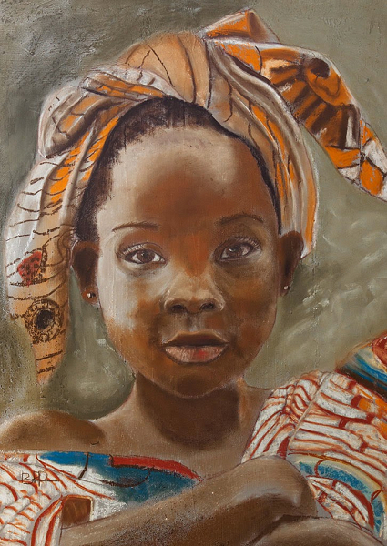 Fillette au turban - Pastel