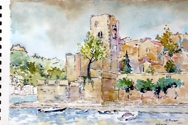A COLLIOURE UN MATIN - Aquarelle sur papier 18 x25