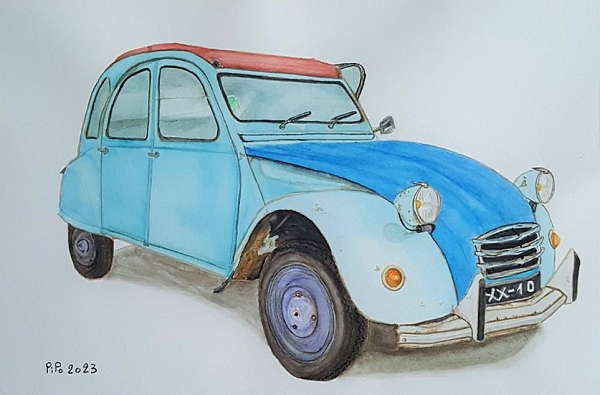 Sur deux pattes - Aquarelle