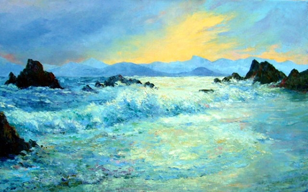 Marine CÖTE D'AZUR; - Huile sur Toile12M.