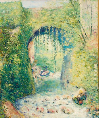 PONT A LESCAR - Huile au couteau sur 12F