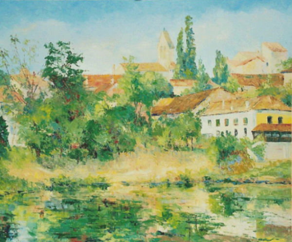 A SAINTE-TERRE - Huile au couteau sur toile 12F