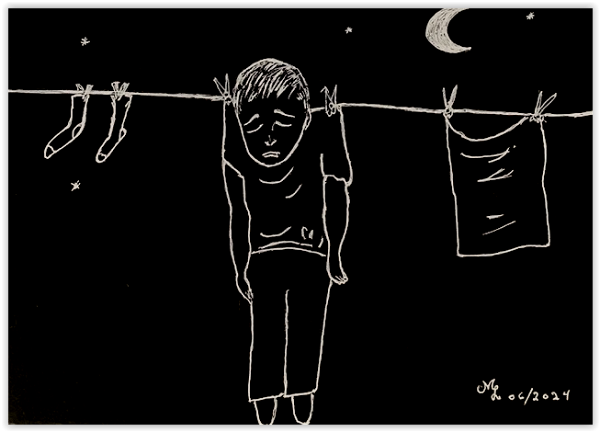 Passer la nuit sur la corde à linge