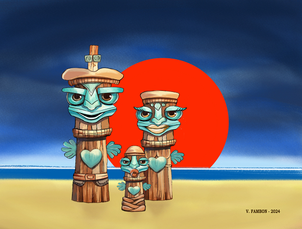 Famille Totem à la plage