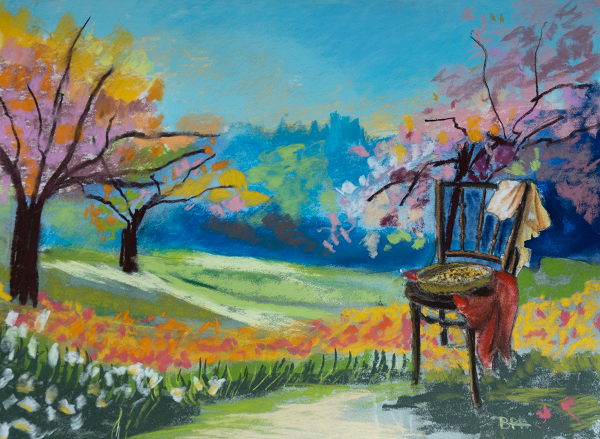 Chaise atelier du mois, pastel sec