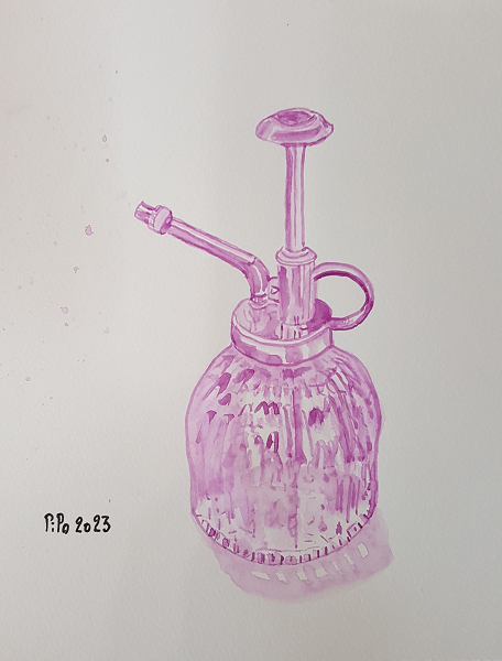 Vaporisateur mauve - Aquarelle - Papier grains fins - 10 x 15