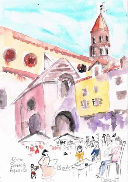 aquarelle église de Brioude